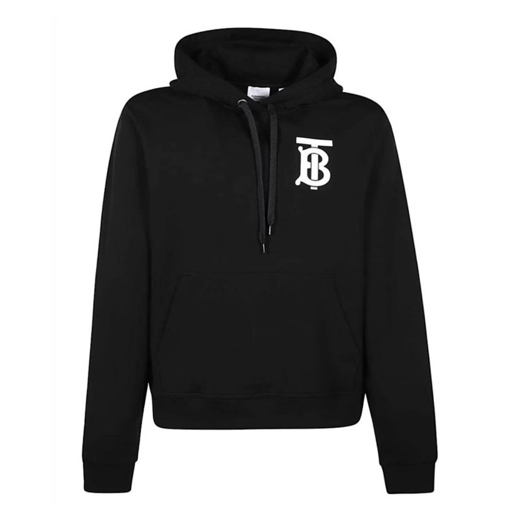 Burberry London England Black Logo Hoodie Unisex XXS / IT P Pullover Sweatshirt